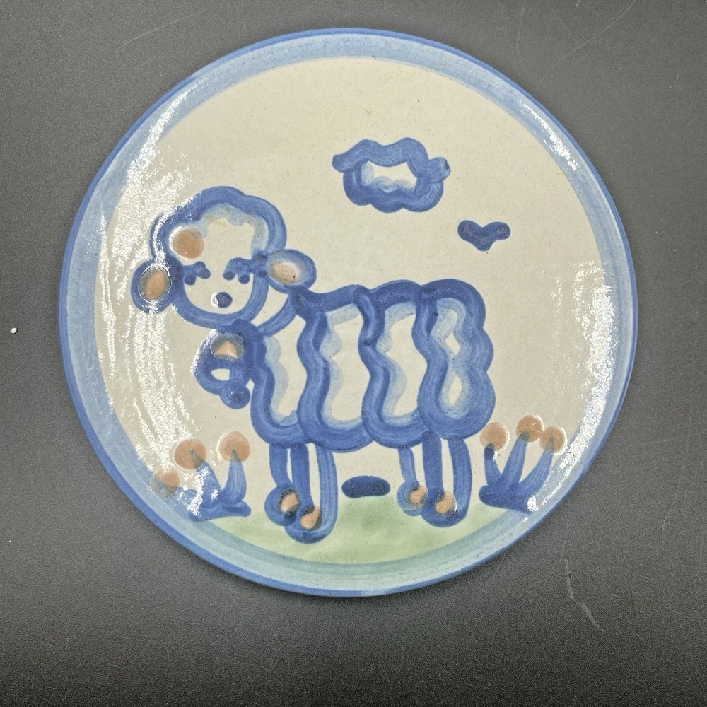 Vintage M.A. Hadley‎ Pottery Trivet/Wall Hanging 6.5" Dia. Round Lamb Plate